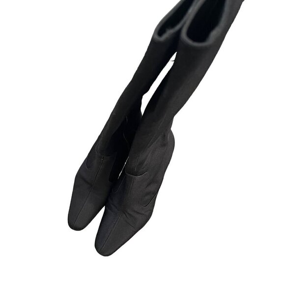 Kenneth  Cole women's boots Black size 8 Satin look  4' heel   velvet ribbon tri - Picture 5 of 13